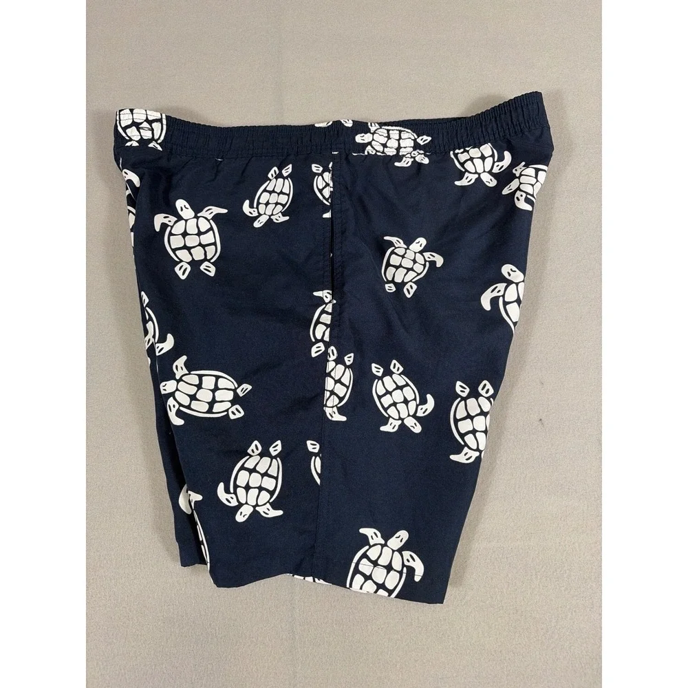 Kirkland Signature Mens Navy Blue Sea Turtle Print Swim Trunks Size Medium 0817